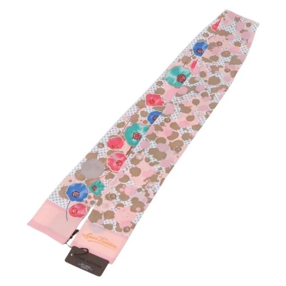 Louis Vuitton Accessories - LOUIS VUITTON Bando Retro Flower Scarf Silk Pink Beige M75214 LV Auth am9452